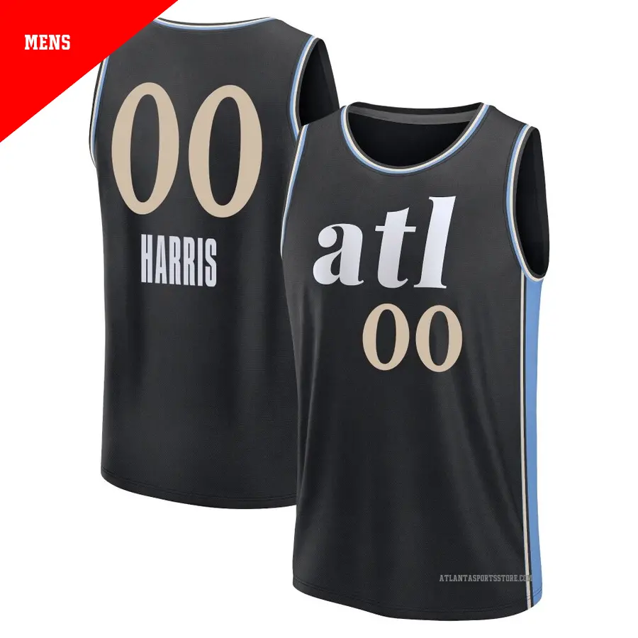 ＃00 Men's Kevon Harris Atlanta Hawks 2023/24 Fast Break Black City Edition Jersey