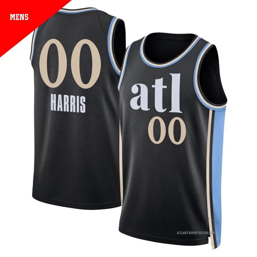 ＃00 Men's Kevon Harris Atlanta Hawks 2023/24 Swingman Black City Edition Jersey