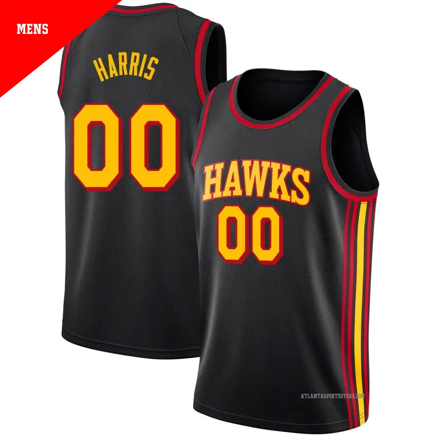 ＃00 Men's Kevon Harris Atlanta Hawks Black Swingman JerseyStatement Edition