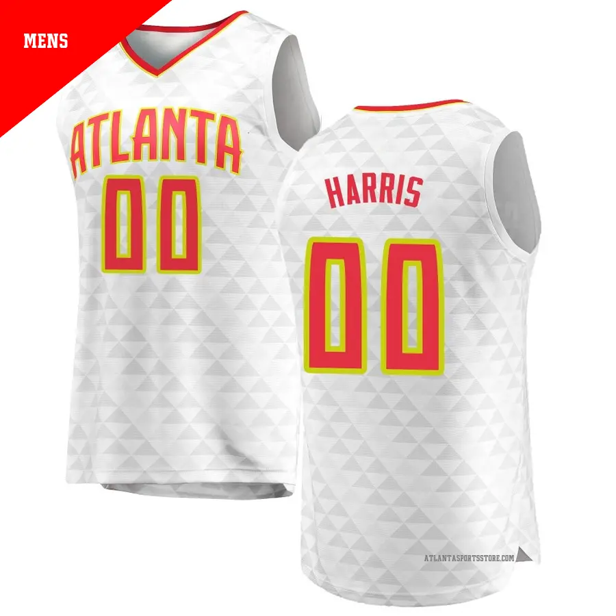 ＃00 Men's Kevon Harris Atlanta Hawks White Fast Break JerseyAssociation Edition