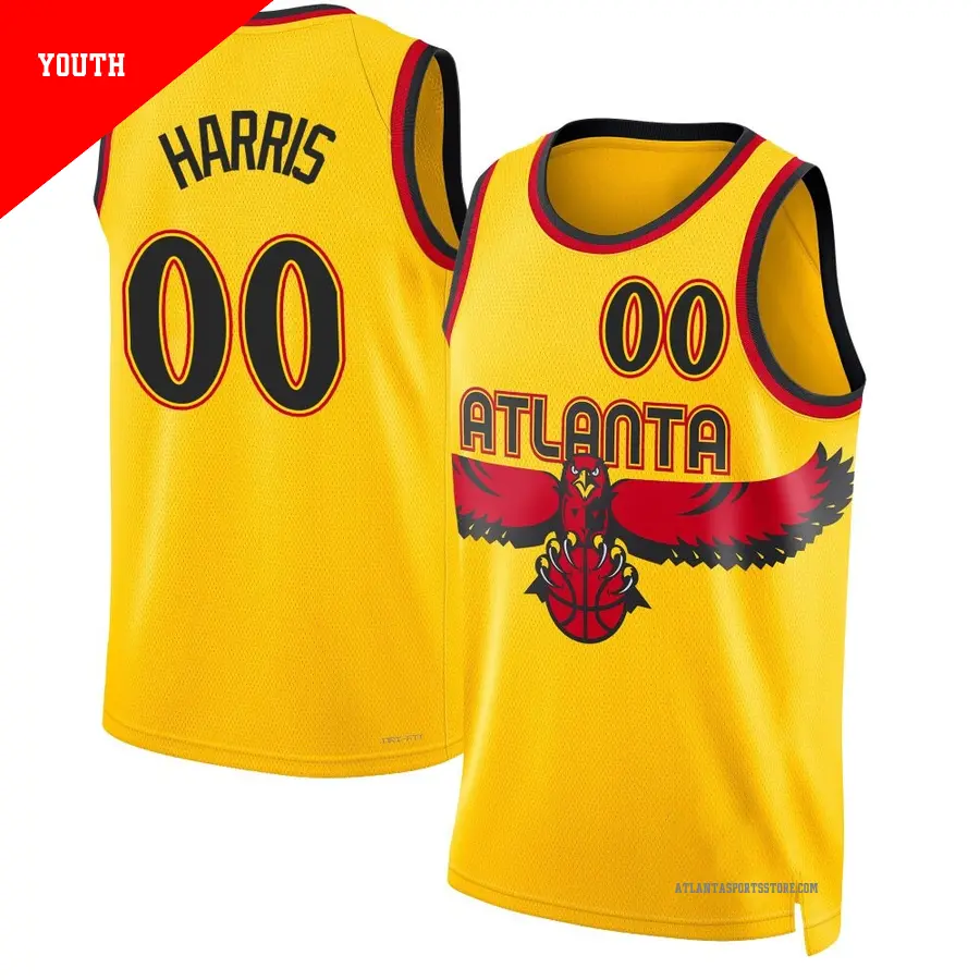 ＃00 Youth Kevon Harris Atlanta Hawks 2021/22 Swingman Yellow City Edition Jersey