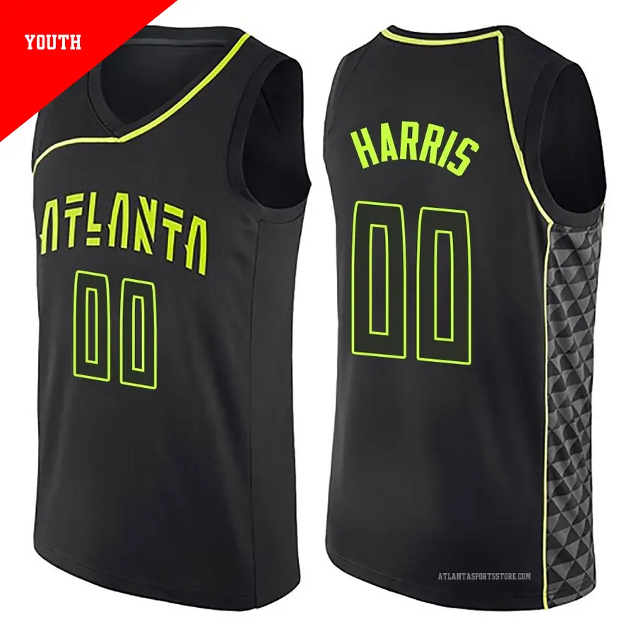 ＃00 Youth Kevon Harris Atlanta Hawks Black Swingman City Edition Jersey