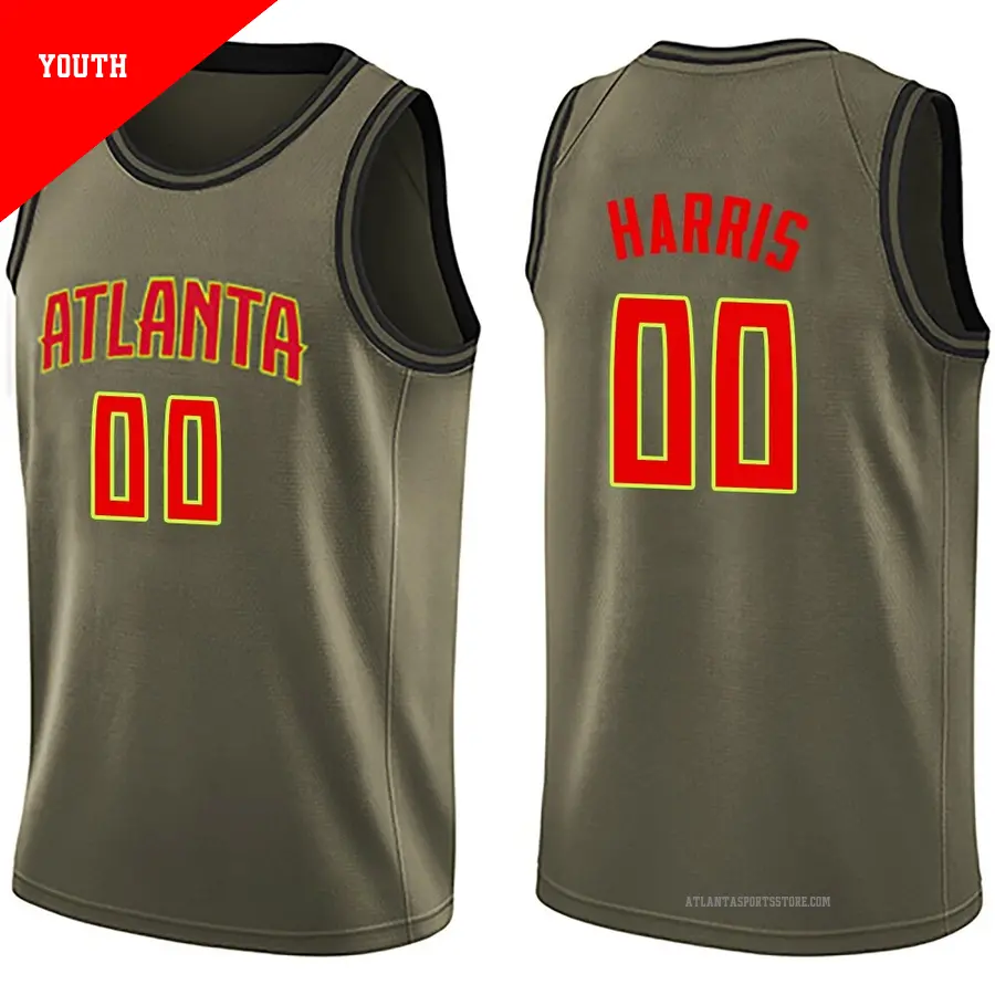 ＃00 Youth Kevon Harris Atlanta Hawks Green Swingman Salute to Service Jersey