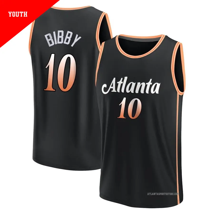 ＃10 Youth Mike Bibby Atlanta Hawks 2022/23 Fast Break Black City Edition Jersey