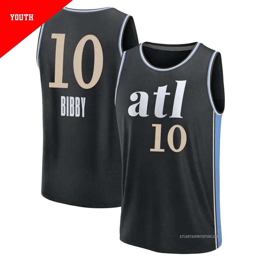 ＃10 Youth Mike Bibby Atlanta Hawks 2023/24 Fast Break Black City Edition Jersey