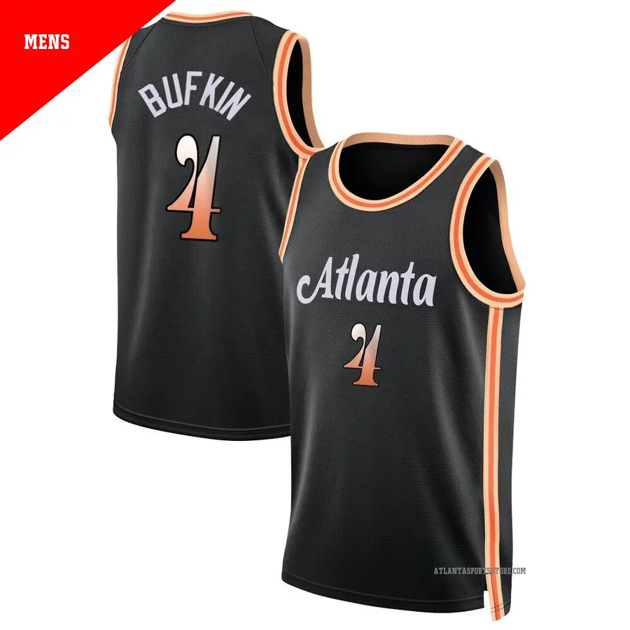 ＃4 Men's Kobe Bufkin Atlanta Hawks 2022/23 Swingman Black City Edition Jersey