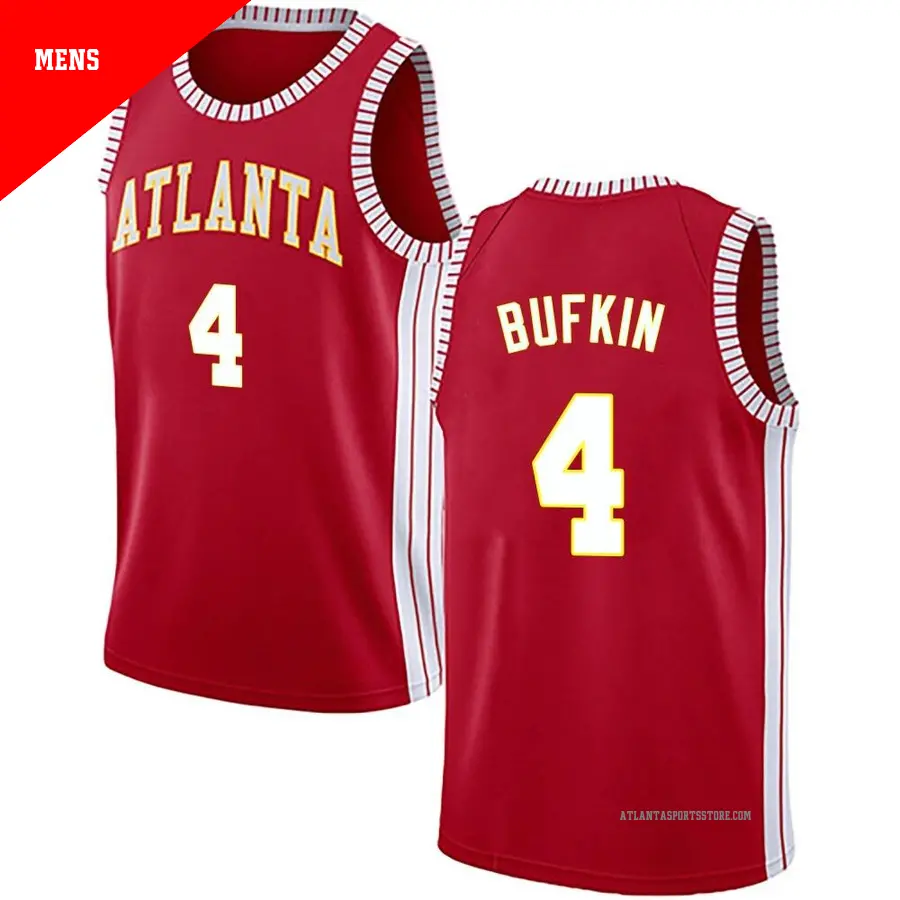 ＃4 Men's Kobe Bufkin Atlanta Hawks Red Swingman JerseyStatement Edition