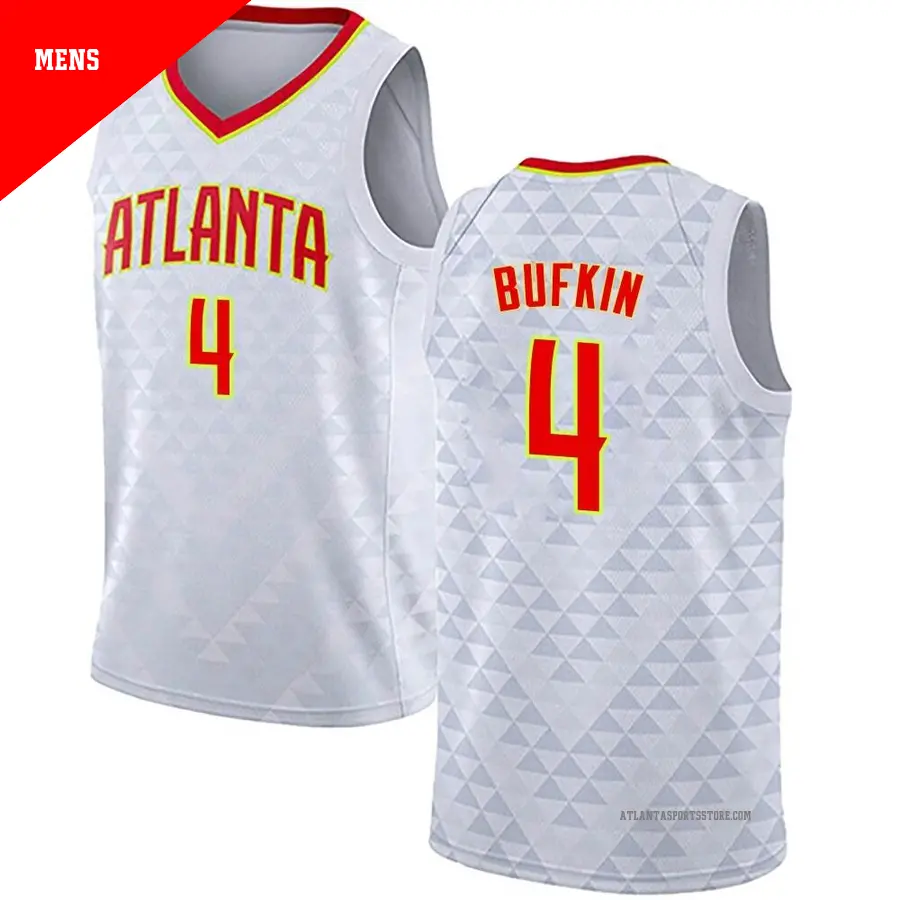 ＃4 Men's Kobe Bufkin Atlanta Hawks White Swingman JerseyAssociation Edition