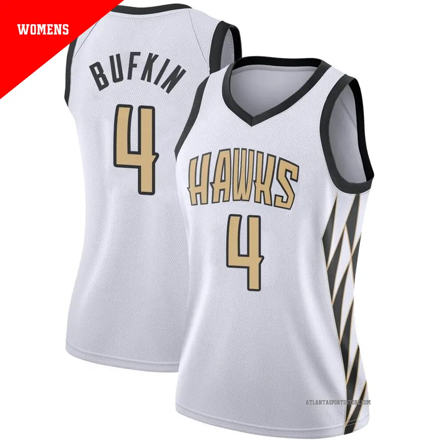 ＃4 Women's Kobe Bufkin Atlanta Hawks 2018/19 Swingman White JerseyCity Edition