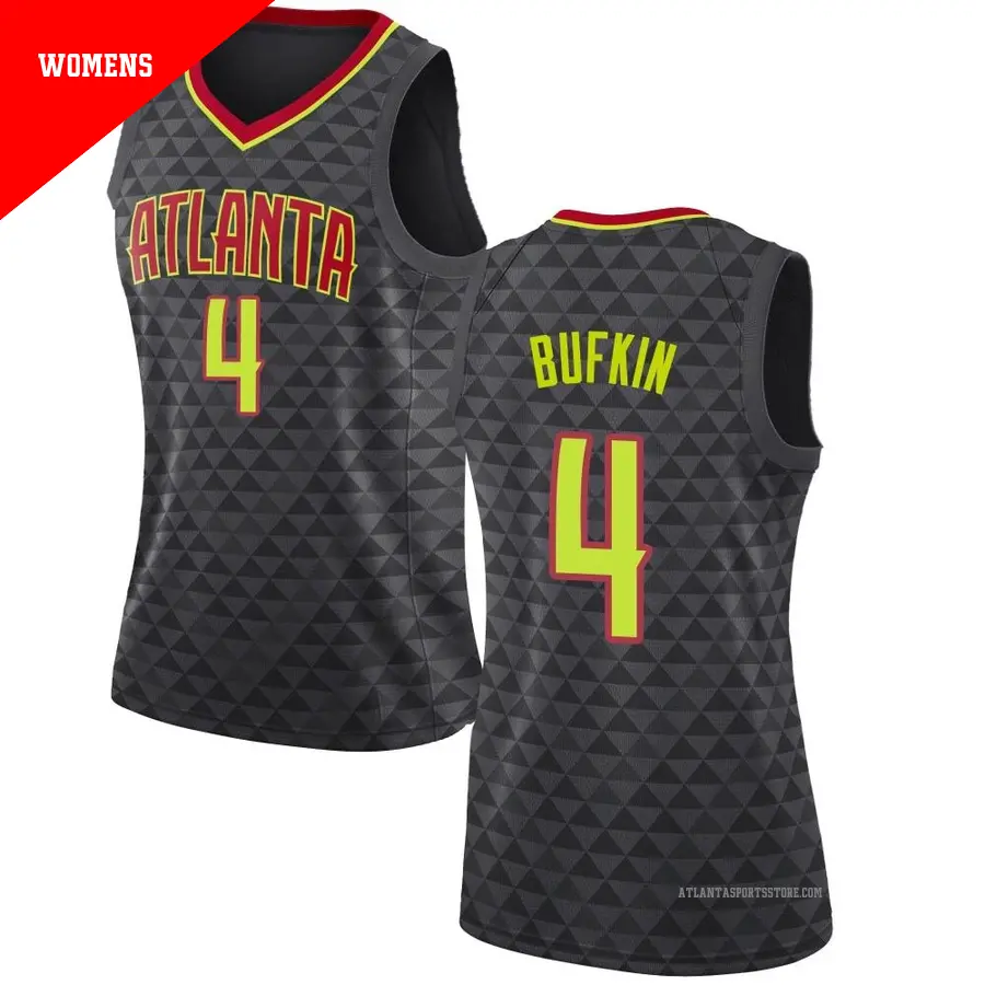 ＃4 Women's Kobe Bufkin Atlanta Hawks Black Swingman JerseyIcon Edition