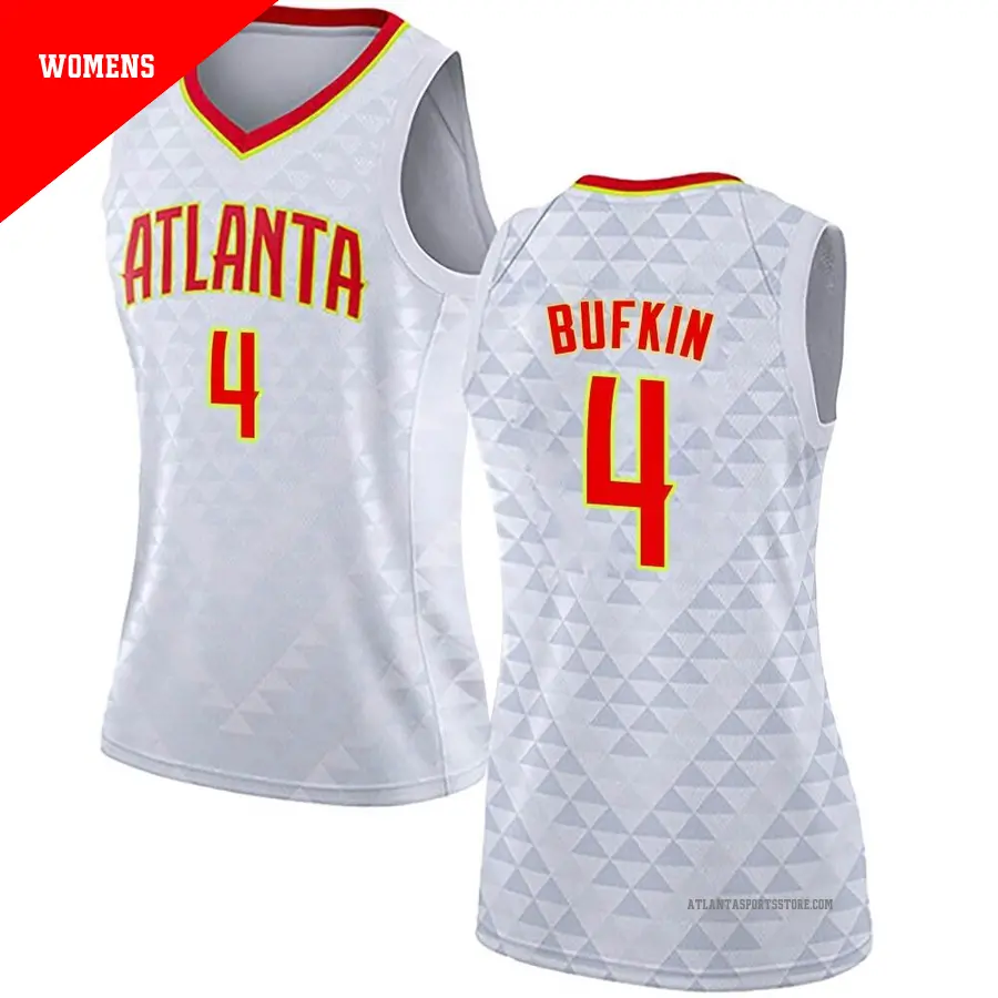 ＃4 Women's Kobe Bufkin Atlanta Hawks White Swingman JerseyAssociation Edition