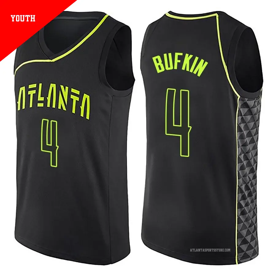 ＃4 Youth Kobe Bufkin Atlanta Hawks Black Swingman City Edition Jersey