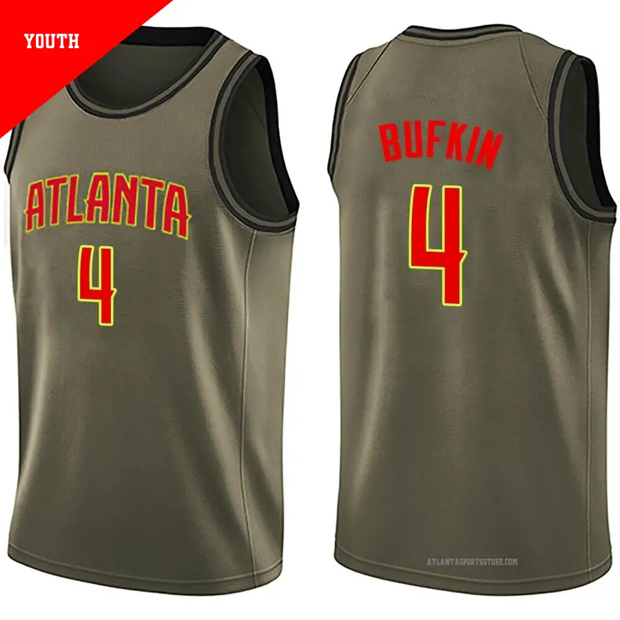 ＃4 Youth Kobe Bufkin Atlanta Hawks Green Swingman Salute to Service Jersey